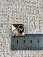 ODDA Tasarım Gold Kare İnci & SİYAH Kristal Düğme – 5’li Set