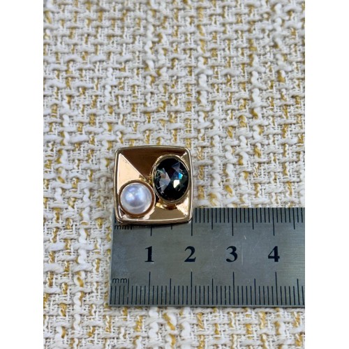 ODDA Tasarım Gold Kare İnci & SİYAH Kristal Düğme – 5’li Set