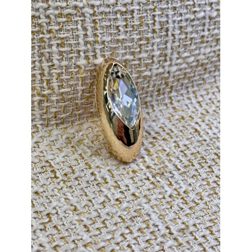 ODDA Tasarım Gold Oval Zemin Damla Kristal Düğme – Özel Seri 1ADET