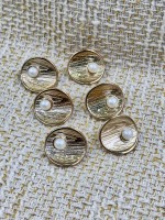 ODDA Tasarım Gold Dokulu İnci Detaylı Düğme – Elegant Seri (6’lı Set)