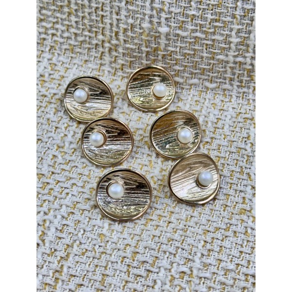 ODDA Tasarım Gold Dokulu İnci Detaylı Düğme – Elegant Seri (6’lı Set)