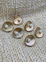 ODDA Tasarım Gold Dokulu İnci Detaylı Düğme – Elegant Seri (6’lı Set)