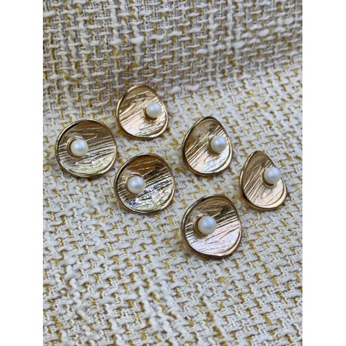 ODDA Tasarım Gold Dokulu İnci Detaylı Düğme – Elegant Seri (6’lı Set)