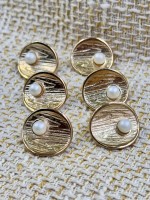 ODDA Tasarım Gold Dokulu İnci Detaylı Düğme – Elegant Seri (6’lı Set)