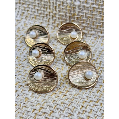 ODDA Tasarım Gold Dokulu İnci Detaylı Düğme – Elegant Seri (6’lı Set)