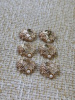 İnci Detaylı Gold Kabuk Tasarım Metal Düğme – 6 Adet (22 mm)