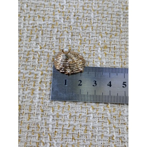 İnci Detaylı Gold Kabuk Tasarım Metal Düğme – 6 Adet (22 mm)