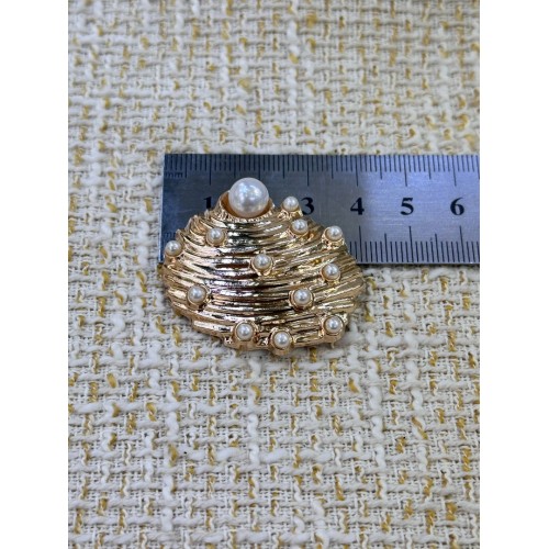 Luxury Pearl Shell Gold Metal Düğme – İnci Detaylı Tasarım 1 ADET