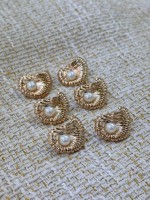 Golden Pearl Shell Metal Düğme – İnci Detaylı Kabuk Tasarım (6 Adet / 23 mm)