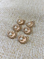 Golden Pearl Shell Metal Düğme – İnci Detaylı Kabuk Tasarım (6 Adet / 23 mm)