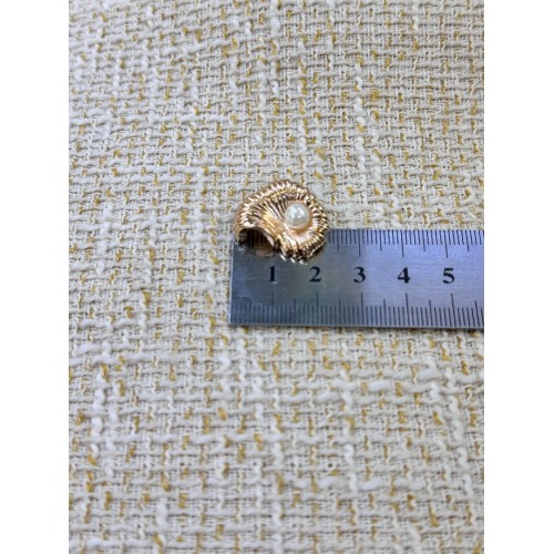 Golden Pearl Shell Metal Düğme – İnci Detaylı Kabuk Tasarım (6 Adet / 23 mm)