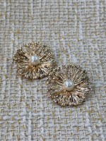 32mm 2  Adet İnci Detaylı Işıltılı Gold Çiçek Düğme – Premium Tasarım