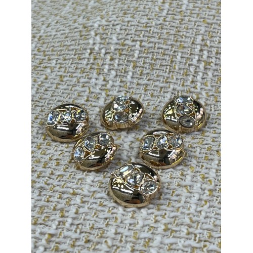 ✨23 mm  Gold Kristal Oval Düğme – Işıltılı & Premium Tasarım 6li düğme seti