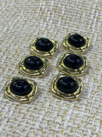 ✨23mm  Gold Çerçeveli Siyah Taşlı Düğme – Klasik & Şık Tasarım