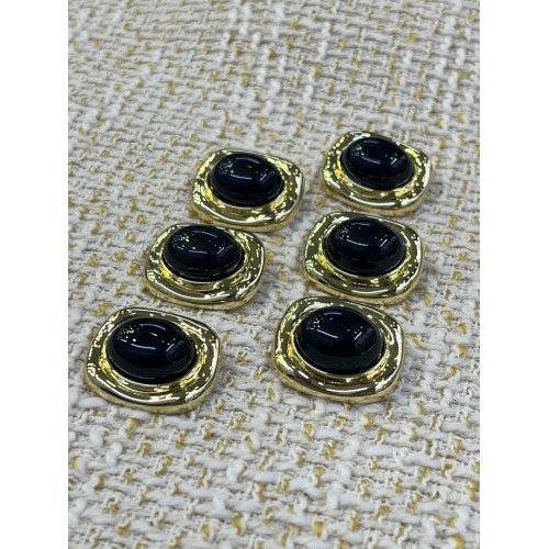 ✨23mm  Gold Çerçeveli Siyah Taşlı Düğme – Klasik & Şık Tasarım