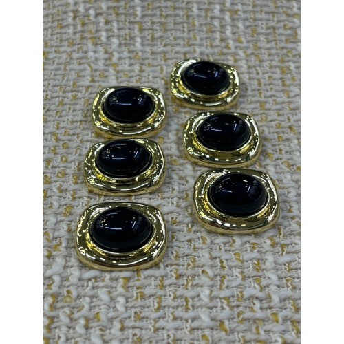 ✨23mm  Gold Çerçeveli Siyah Taşlı Düğme – Klasik & Şık Tasarım