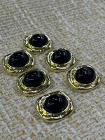 ✨23mm  Gold Çerçeveli Siyah Taşlı Düğme – Klasik & Şık Tasarım