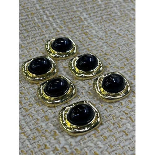 ✨23mm  Gold Çerçeveli Siyah Taşlı Düğme – Klasik & Şık Tasarım