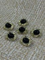 ✨ 18mm Gold Çerçeveli Siyah Taşlı Düğme – Klasik & Şık Tasarım