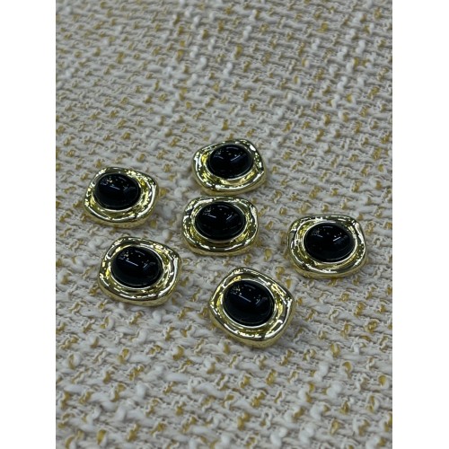 ✨ 18mm Gold Çerçeveli Siyah Taşlı Düğme – Klasik & Şık Tasarım
