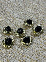 ✨ 18mm Gold Çerçeveli Siyah Taşlı Düğme – Klasik & Şık Tasarım