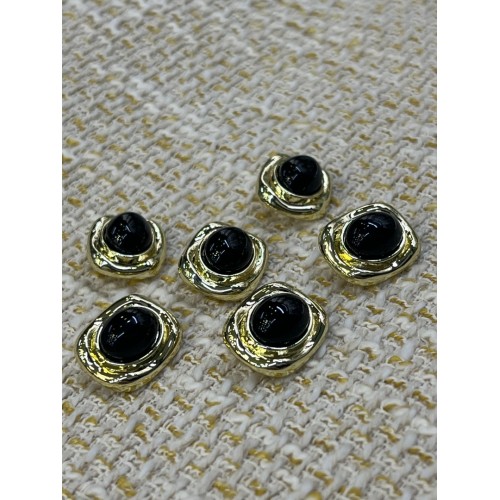 ✨ 18mm Gold Çerçeveli Siyah Taşlı Düğme – Klasik & Şık Tasarım