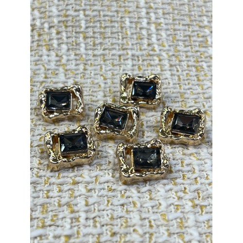 ✨18 mm  Gold Çerçeveli Füme Kristal Düğme – Lüks & Işıltılı Tasarım