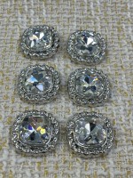 ✨25mm Silver Çerçeveli Kristal Taşlı Düğme – Işıltılı & Zarif Tasarım