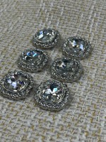 ✨25mm Silver Çerçeveli Kristal Taşlı Düğme – Işıltılı & Zarif Tasarım