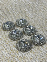 ✨25mm Silver Çerçeveli Kristal Taşlı Düğme – Işıltılı & Zarif Tasarım