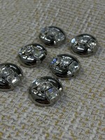 ✨23mm  Silver Kristal Detaylı Oval Düğme – Modern & Işıltılı Tasarım