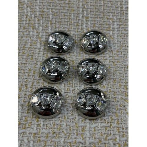 ✨23mm  Silver Kristal Detaylı Oval Düğme – Modern & Işıltılı Tasarım