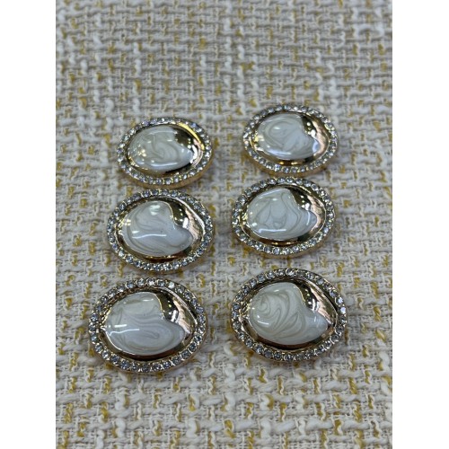 ✨ 25mm Gold Çerçeveli İnci Efektli Taşlı Düğme – Zarif & Lüks Tasarım