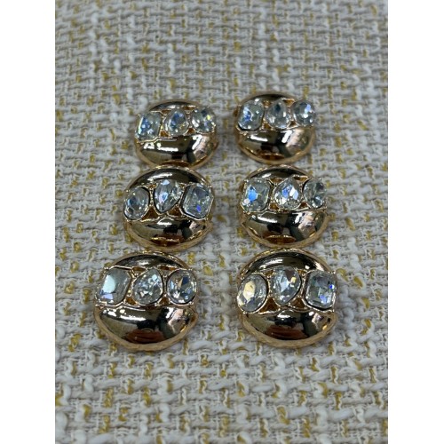 ✨18 mm  Gold Kristal Oval Düğme – Işıltılı & Premium Tasarım 6li düğme seti