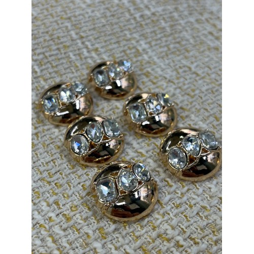 ✨18 mm  Gold Kristal Oval Düğme – Işıltılı & Premium Tasarım 6li düğme seti