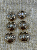 ✨18 mm  Gold Kristal Oval Düğme – Işıltılı & Premium Tasarım 6li düğme seti