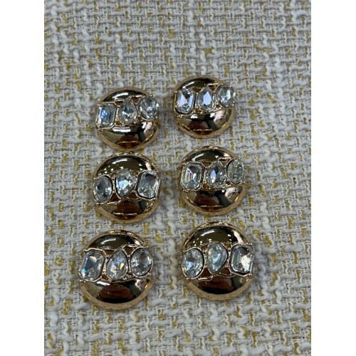✨18 mm  Gold Kristal Oval Düğme – Işıltılı & Premium Tasarım 6li düğme seti