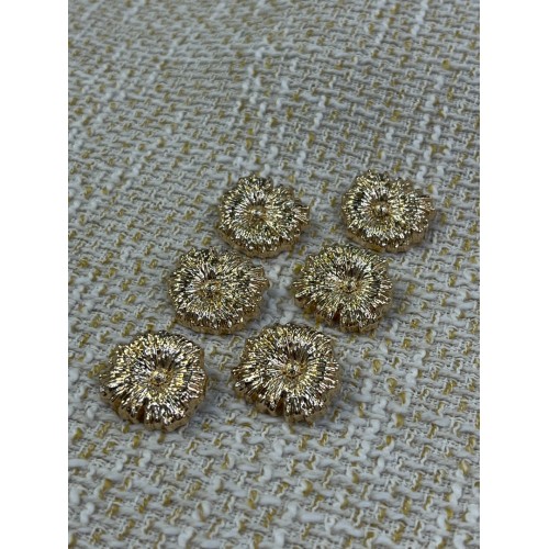 ✨23mm 6’lı Gold Çiçek Form Kabartmalı Düğme Seti – Lüks & Zarif Tasarım