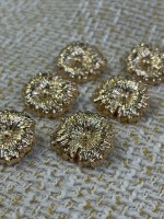 ✨23mm 6’lı Gold Çiçek Form Kabartmalı Düğme Seti – Lüks & Zarif Tasarım