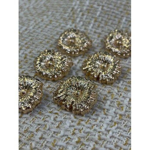 ✨23mm 6’lı Gold Çiçek Form Kabartmalı Düğme Seti – Lüks & Zarif Tasarım
