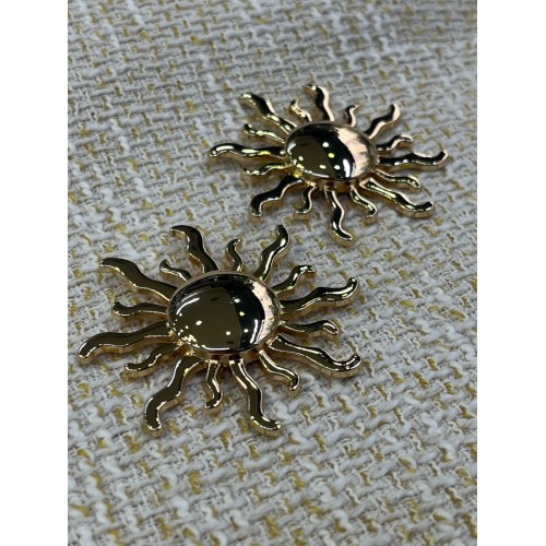 ✨ 2’li Gold Güneş Form Düğme Seti – Işıltılı & Özgün Tasarım