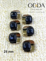 ✨ 6’lı 25 mm Gold Zemin siyah Taşlı Düğme Seti – Modern & Premium