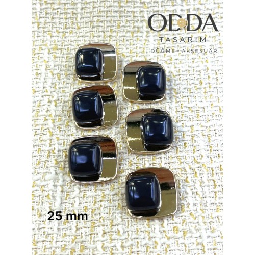 ✨ 6’lı 25 mm Gold Zemin siyah Taşlı Düğme Seti – Modern & Premium