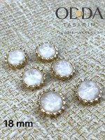 ✨ 6’lı 18 mm Gold Çerçeveli Sedef Görünümlü Düğme Seti – Zarif & Klasik