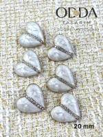 ✨ 6’lı 20 mm Gold Çerçeveli Kalp Form Sedef Görünümlü Taşlı Düğme Seti – Zarif & Şık