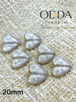 ✨ 6’lı 20 mm Gold Çerçeveli Kalp Form Sedef Görünümlü Taşlı Düğme Seti – Zarif & Şık