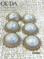 ✨ 6’lı 23 mm Gold Çerçeveli Sedef Desenli Taşlı Düğme Seti – Klasik & Işıltılı