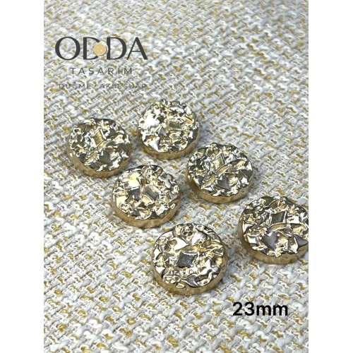 ✨ 6’lı 23 mm Gold Dokulu Metal Düğme Seti – Modern & Güçlü