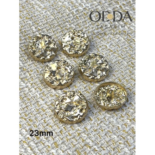 ✨ 6’lı 23 mm Gold Dokulu Metal Düğme Seti – Modern & Güçlü