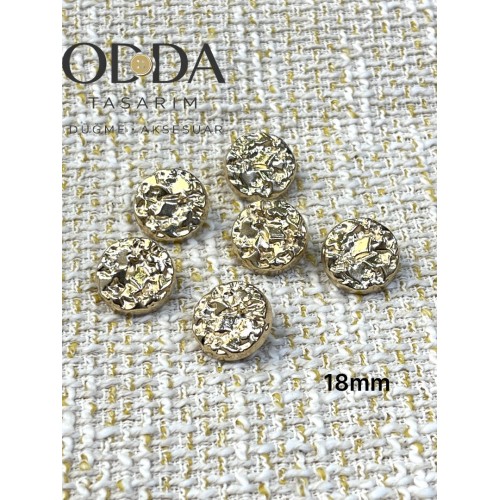 6’lı 18 mm Gold Dokulu Metal Düğme Seti – Modern & Güçlü